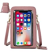 Touchable Phone Bag,Women Leather Touch Screen Phone Bags,Clear Window Crossbody Bag with 3 Zips,...