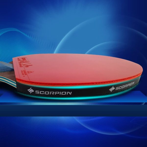 Scorpion Table Tennis Bat, Professional Ping Pong Racket, ITTF Approved Rubber, Stylish Case, 5-Star Carbon, Black/Red - Image 5