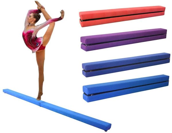 Dripex Folding Gymnastics Balance Beam 7FT Kids Training Beam Faux Suede for Home Gym Exercise - Image 6