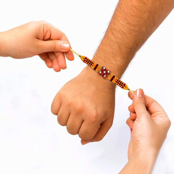 Pack of 3 Designer Rakhi Bracelet for Brother on Raksha bandhan with Fancy Stone & Beads Traditional Rakhi Thread - Image 2