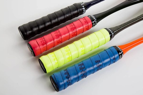 Raquex Replacement PU Racquet Grip 4 pack: Tennis, Squash, Badminton. Self-adhesive racket grip tape. Black, blue, red, yellow multipack - Image 3