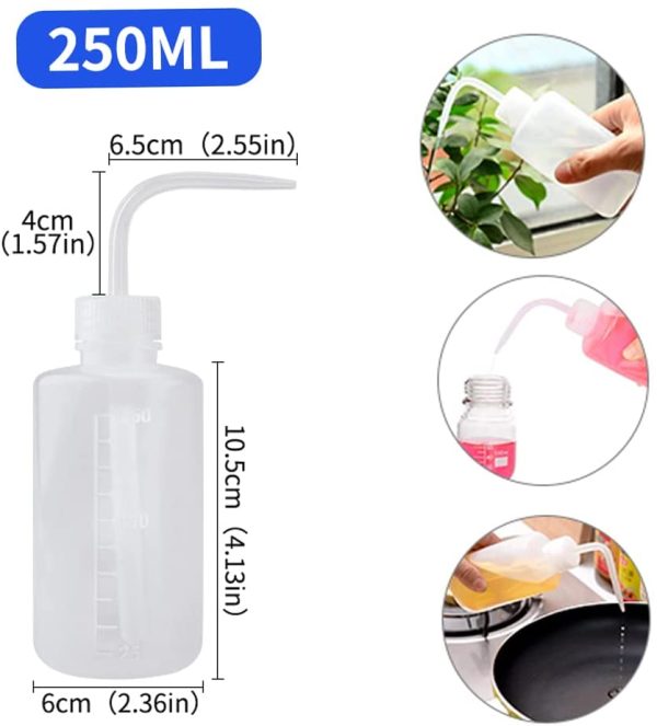 Bottle,Squeeze Bottle,3 Pack 250ml Safety Wash Bottle with Narrow Mouth,Plastic Economy Natural Squeeze Condiment Water Bottle Caps for Plant - Image 3