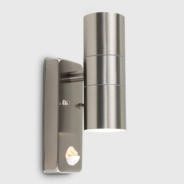 Pair of - Modern Stainless Steel Up/Down Outdoor Security Wall Lights - PIR Motion Sensor Detector - IP44 Rated - Image 2