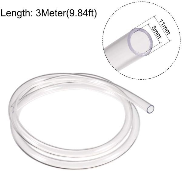 PVC Clear Vinyl Tubing, Plastic Flexible Water Pipe 8mm(5/16") ID x 11mm OD 3 Meters - Image 3