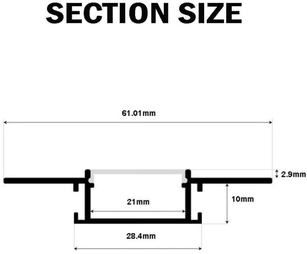 Plaster-in LED Aluminum Profile 6-Pack 3.3ft/1m with Flange for LED Strip, Drywall Aluminum Channel with Clip-in Diffuser and End Caps - Image 9