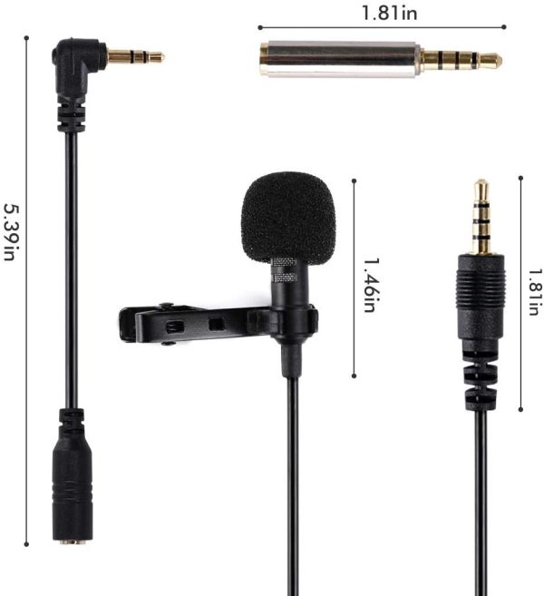 Lavalier Microphone, Gyvazla Professional Grade Omnidirectional Lapel Mic with Easy Clip on System, Perfect for Recording Interview/Video Conference/Podcast/Voice Dictation/Phone