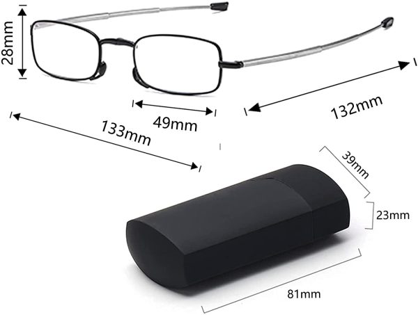 Folding Reading Glasses Compact Small Portable Blue Light Blocking Reader Spring Hinge Black 2 Pair