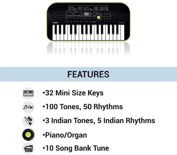 Casio SA-46 32 Mini-Keys Keyboard in Green & VARTA Power on Demand AA Mignon Batteries - Image 5