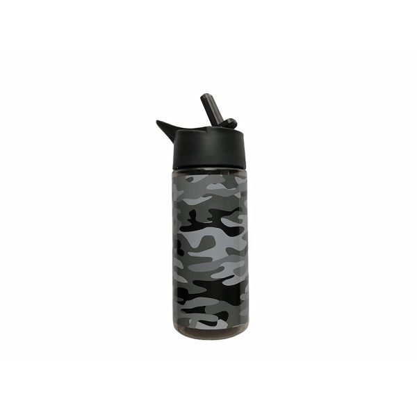 CAMOUFLAGE Water Bottles Personalised, Camo Drink Bottle ideal for kids UK, camo in black and grey - Image 2