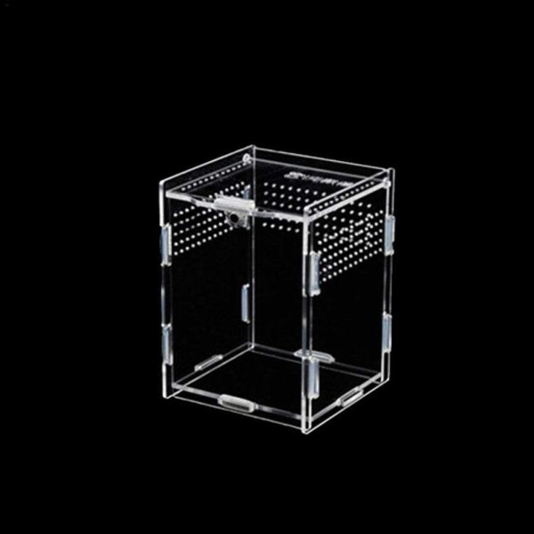 RunkeU Magnetic Transparent Reptile Insect Breeding Box/Acrylic Pet Climbing Terrarium/Spider Snake Scorpions Mantis Lizard Acrylic Breeding Tank/Reptile Lizard Incubation Box/Reptile Breeding Cage - Image 2