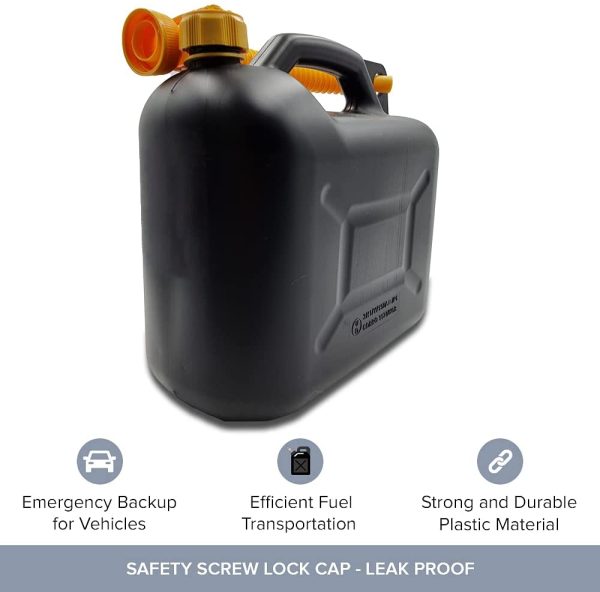 10L Plastic Jerry Can with Spout ?C Black Colour ?C Efficient Fuel Transportation ?C Emergency Backup for Vehicles - Image 6