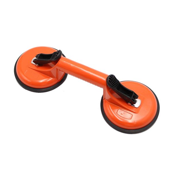 Heavy Duty Aluminum Double Handle Suction Cup Plate Professional Glass Puller/Lifter/Gripper (2 claw Orange) - Image 4