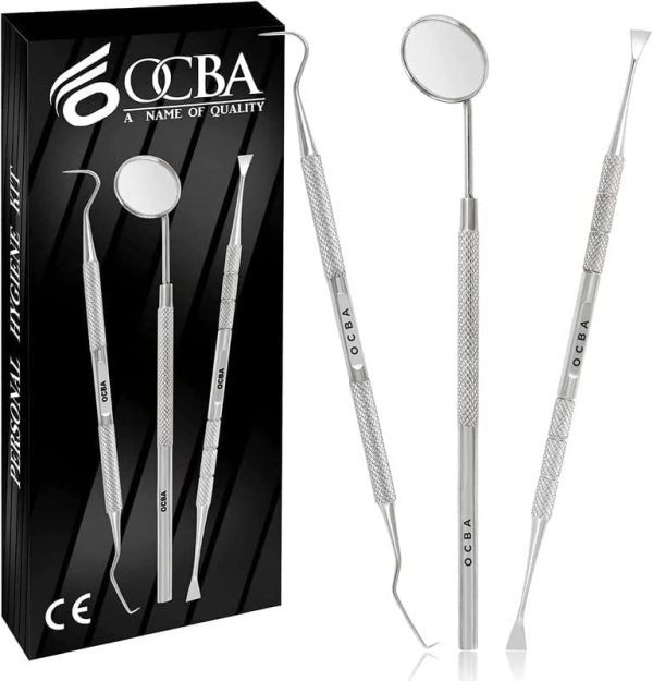 OCBA Plaque Remover for Teeth Cleaning Kit Stainless Steel Dental Plaque Removal Tool Including Dentist Mirror for Personal and Home Use - Image 4