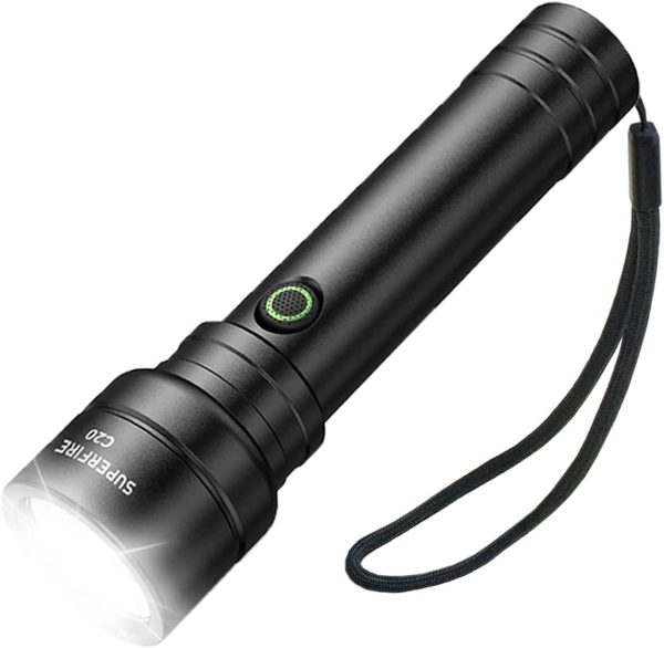 C20 Hand-Torch LED Super Bright 1100 Lumens Family Torch Rechargeable IP46 Waterproof Flashlight with 4800 mAh Rechargeable Battery, 6 Modes (Standard)