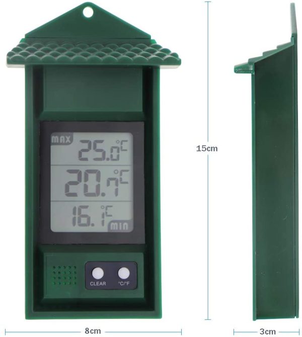 Digital Max Min Thermometer - Monitor Max and Min Temperatures With This Handy Greenhouse Thermometer Garden Accessories Easily Wall Mounted Maximum Minimum Thermometer - Image 6