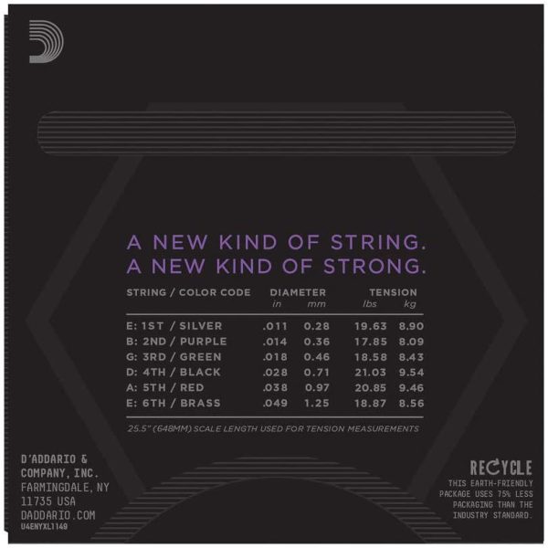 D'Addario Guitar Strings - NYXL Electric Guitar Strings - NYXL1149 - High Carbon Steel Alloy for Strength, Tuning Stability, Tone - Medium, 11-49, 1-Pack - Image 3