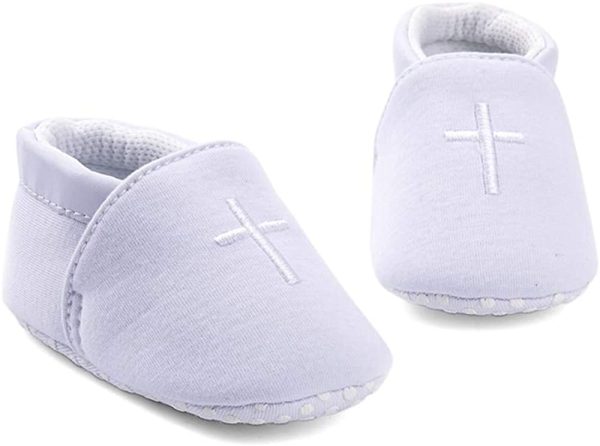 LACOFIA Baby Christening Shoes Infant Boys Girls Baptism Crib Shoes Soft Sole Prewalkers White - Image 4