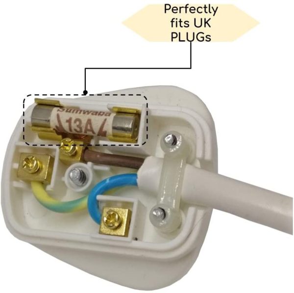 BH02293 BS1362 Fuse Cartridge, 13 amp - Pack of 10 - Socket UK Houses - 240V - Ceramic Tube - Silver Plated Copper