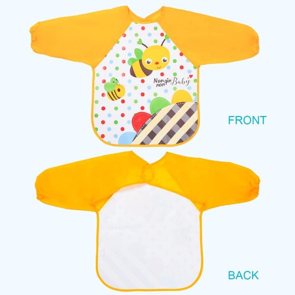 Vicloon Bibs with Sleeves, 4 Pcs EVA Baby Bib Waterproof Long Sleeve Bib Unisex Feeding Bibs Apron Lovely Cute Cartoon Bibs for Infant Toddler 6 Months to 3 Years Old - Image 7