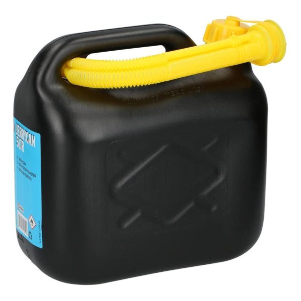 Galvog? 5L Plastic Jerry Can with Spout - Emergency Backup for Vehicles (Black)