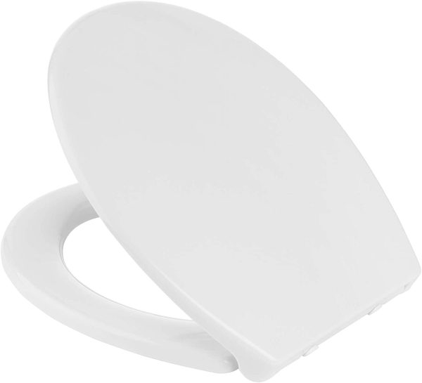 Quick Release Toilet Seat - with Soft Close Mechanism & Removable Hinges for Easy Cleaning - Universal Bathroom Bowl Seating with Thermoset Lid, ABS Cylinder, Fixings - 45.8x38x5cm, White - Image 4