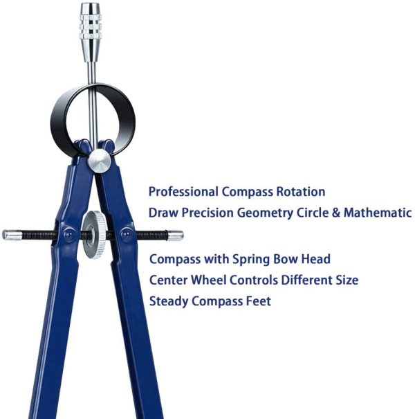 Professional Compass with Lock 10 Inches Diameter  Geometry Compass with Wheel for Math, Drawing Compass, Drafting Compass Includes Extra Lead Refills (1 Pack) - Image 8