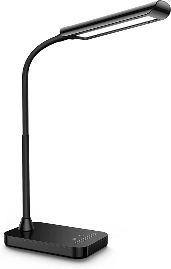 LED Desk Lamp, Bedside Reading Lamps 5 Light Modes x 7 Brightness Levels, Desk Lamps with USB Charging Port, Memory Function, Desk Lamp Black Adjustable Gooseneck for Bedroom, Bedside Table & Study 7W - Image 6