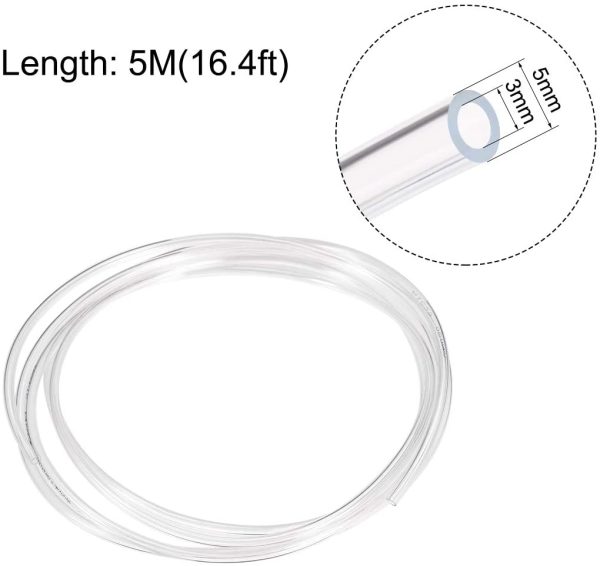 PVC Clear Vinyl Tubing, 3mm(1/8") x 5mm(3/16") Plastic Tube Flexible Water Pipe 5m - Image 3