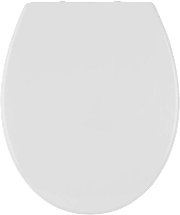 Quick Release Toilet Seat - with Soft Close Mechanism & Removable Hinges for Easy Cleaning - Universal Bathroom Bowl Seating with Thermoset Lid, ABS Cylinder, Fixings - 45.8x38x5cm, White