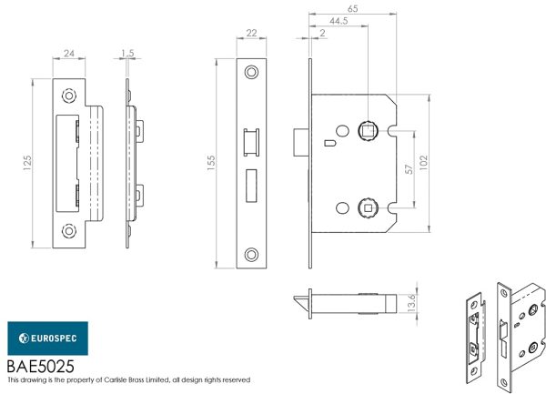 Carlisle Brass BAE5025EB Electro Brassed Euro spec Ease-T Bathroom Lock, 64 mm Width - Image 2