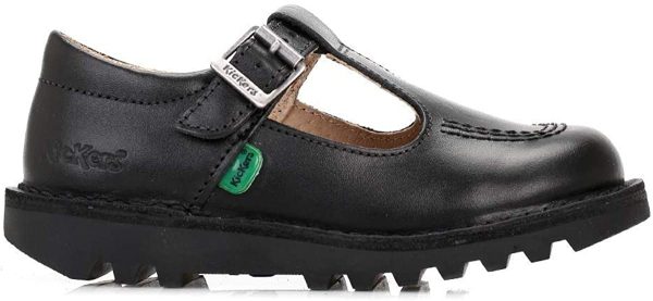 Kickers Girls Kick T-Bar Easy Fastening Black Leather School Shoes - Image 4