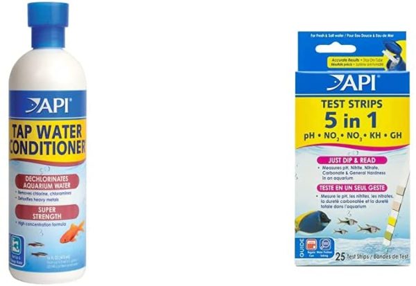 API TAP WATER CONDITIONER Aquarium Water Conditioner 473 ml Bottle & 5-IN-1 TEST STRIPS Freshwater and Saltwater Aquarium Test Strips 25-Count Box - Image 2