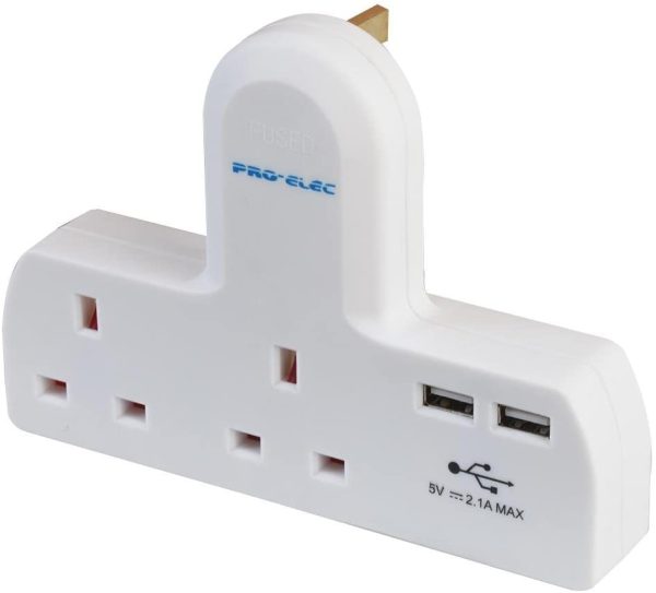 Pro Elec 15130pl - Adaptor Plug (2 Gang USB)