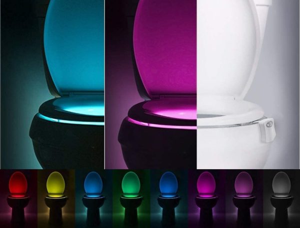 Motion Sensor Toilet Night Light Home Toilet Light Bathroom Body Motion Sensor Toilet Bowl Seat Light Lamp 8-Color Changes Internal Memory Light Detection (1 Pack) - Image 2