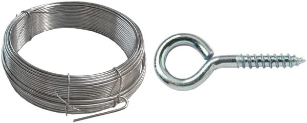 Merriway? BH00326 Galvanised Coated Garden Wire, 1.6mm x 30 Metres (97.5ft) 14 Gauge 1/16 inch Thickness & BH01145 Zinc Plated Steel Screw in Eyes, 40 mm (1.1/2 inch) - Pack of 25 - Image 3