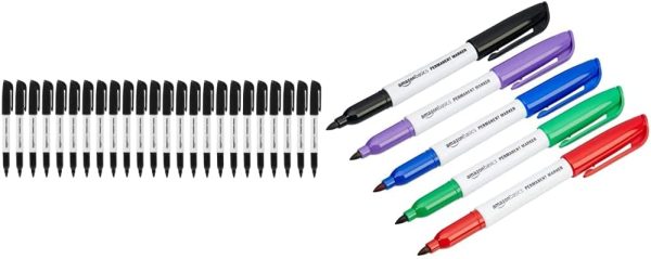 Permanent Markers - Assorted - Pack of 12 & Permanent Markers, Black, 24-Pack - Image 7