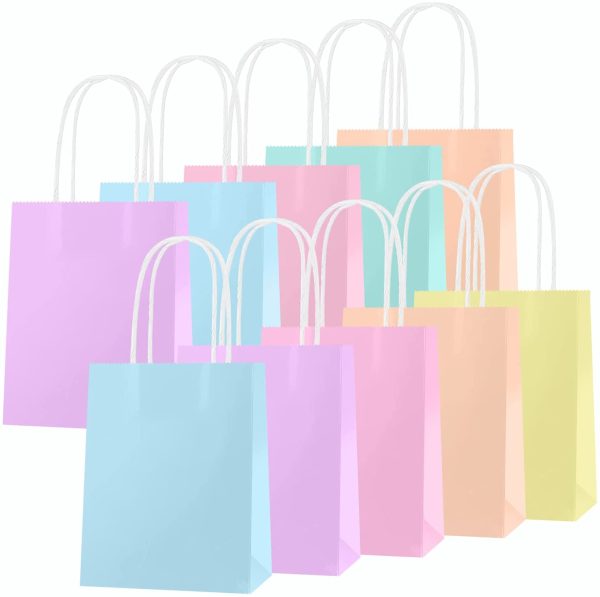 OWill 10pcs Party Bags(160×80×220mm),Gift Bags Macarons Solid Color Kraft Paper Bags with Handles Candy Bags Small Birthday Celebration Paper Bags - Image 4