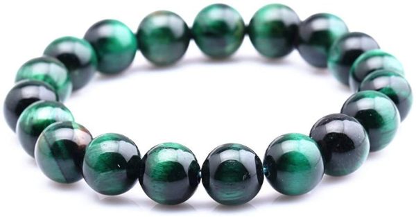 Green Tiger Eye Gemstone Bead Bracelet Stretch Chakra Energy Balance Protection Healing Gift for men & women 8mm - Image 3