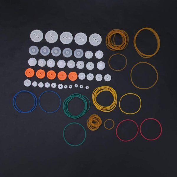 Plastic Gears Pulley Belt Worm Rack Kits, Transmission Belt Pulley Rubber Band Combination Set Gear Set Shaft Belt Accessories for DIY Model Toy 84pcs - Image 7