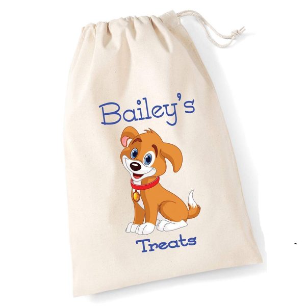 Personalised Dog Cotton Drawstring Treat Bag Name Biscuits Doggy Puppy Training - Image 3