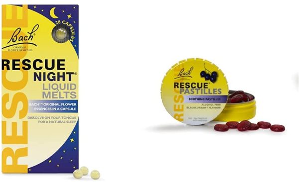 Remedy Night Liquid Melts - Flower Essences for A Natural Night's Sleep, 28 Capsules &  Remedy Pastilles Blackcurrant - Soothing Pastilles with Natural Flower Essences, 50 g - Image 2