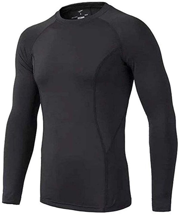 BUYKUD Men's Long Sleeve Base Layer Compression Athletic Underwear Shirt Tights Top & Bottom Set - Image 5