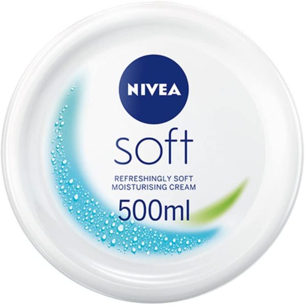 NIVEA Soft (500ml), A Moisturising Cream for Face, Body and Hands with Vitamin E and Jojoba Oil, Hand Cream Moisturises Deeply, All-Purpose Day Cream (Packaging May Vary) - Image 2