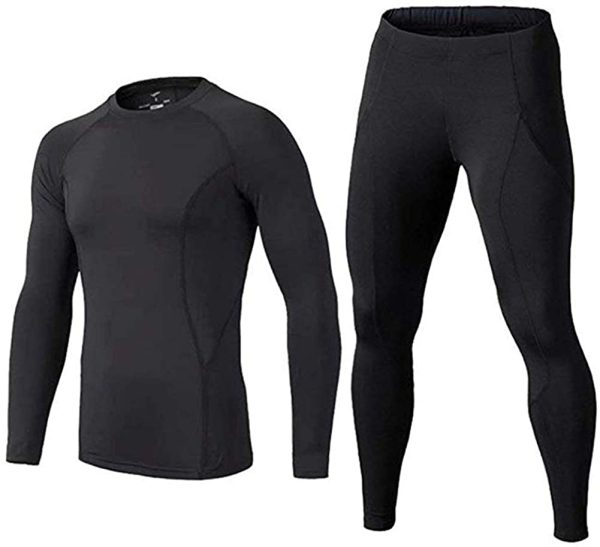 BUYKUD Kids' Boys Long Sleeve Base Layer Compression Underwear Athletic Shirt Tights Top & Bottom Set - Image 4