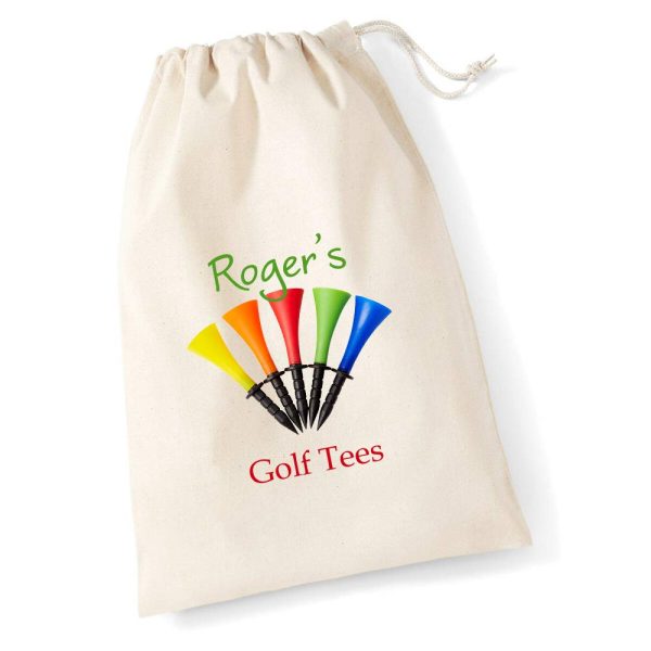 Personalised Golf Drawstring Bag Name Golf Tees Dad Grandad Mum - Image 3