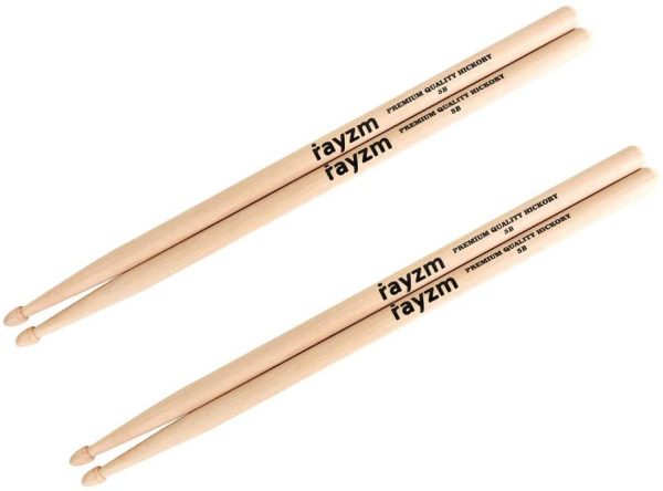 Rayzm Drum Sticks 5B, Solid American Hickory Drumsticks/Beater Sticks, Wood Tips - Image 7