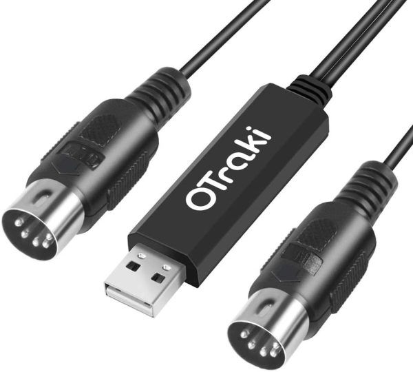 OTraki USB MIDI Cable 3.3Ft 1m In-Out MIDI to USB Cable with LED Indicator 5 PIN DINs for Music Keyboard Piano to PC Laptop USB MIDI Interface Converter for Home Music Studio - Image 7