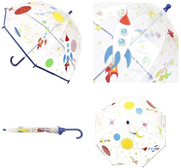 Kids Clear Dome Umbrella - Space Design