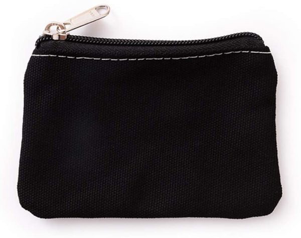 Hibate Small Canvas Coin Purse Holder Wallet Zip Pouch Money Purses Bag for Women Men Kids (Black) - Image 3