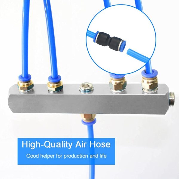 Pneumatic Air Tubing Outside 6mm x Inner 4mm PU Pneumatic Hose Flexible Air Line Hose Transfer Pneumatic Tubing PU Polyurethane Air Tubing with 6 Pcs Pneumatic Connectors,Blue - Image 4